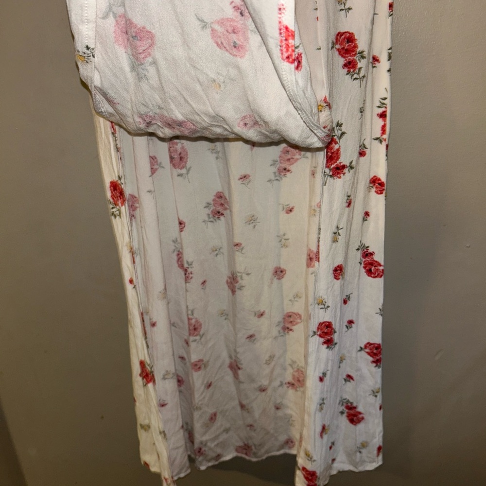 Lottie Moss Skirt - white/red floral slit front maxi length spring/summer - Picture 3 of 11